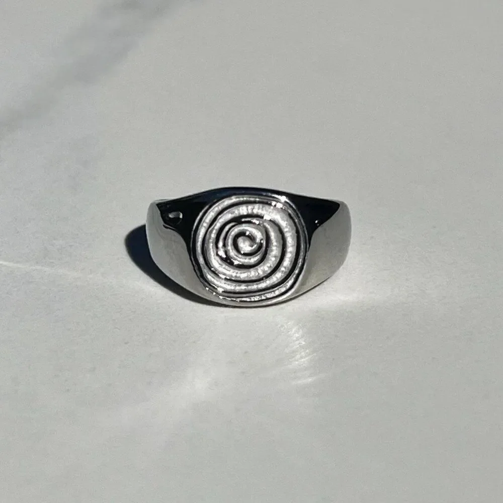 New! “Mila” Silver Engraved Swirl Chunky Ring